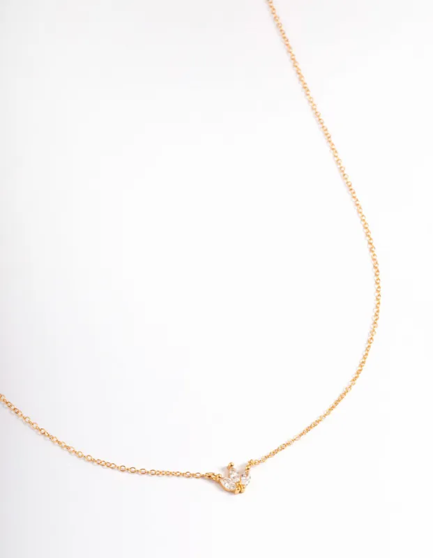 Gold Plated Sterling Silver Cubic Zirconia Marquise Trio Necklace sold by lovisa