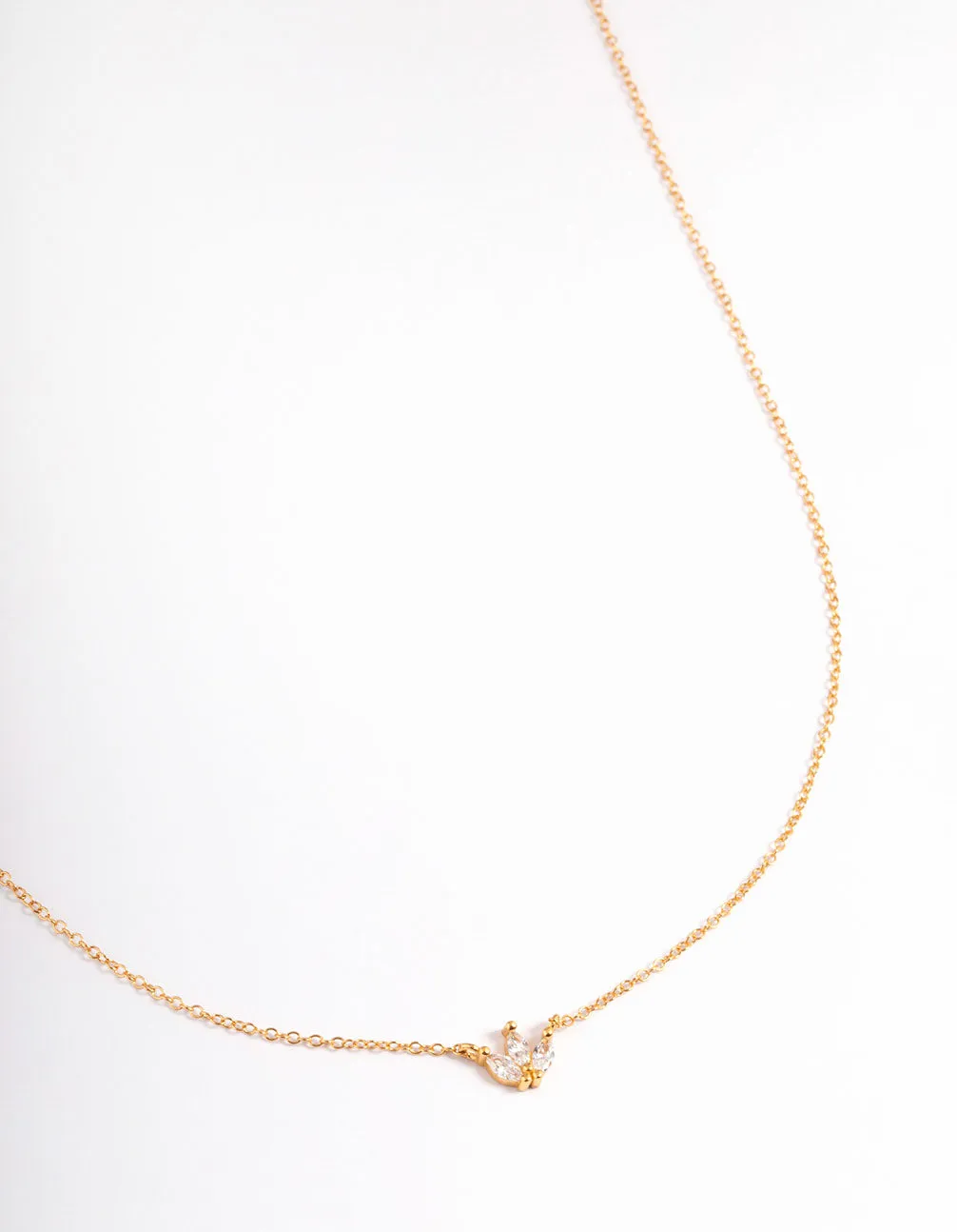 Gold Plated Sterling Silver Cubic Zirconia Marquise Trio Necklace sold by lovisa