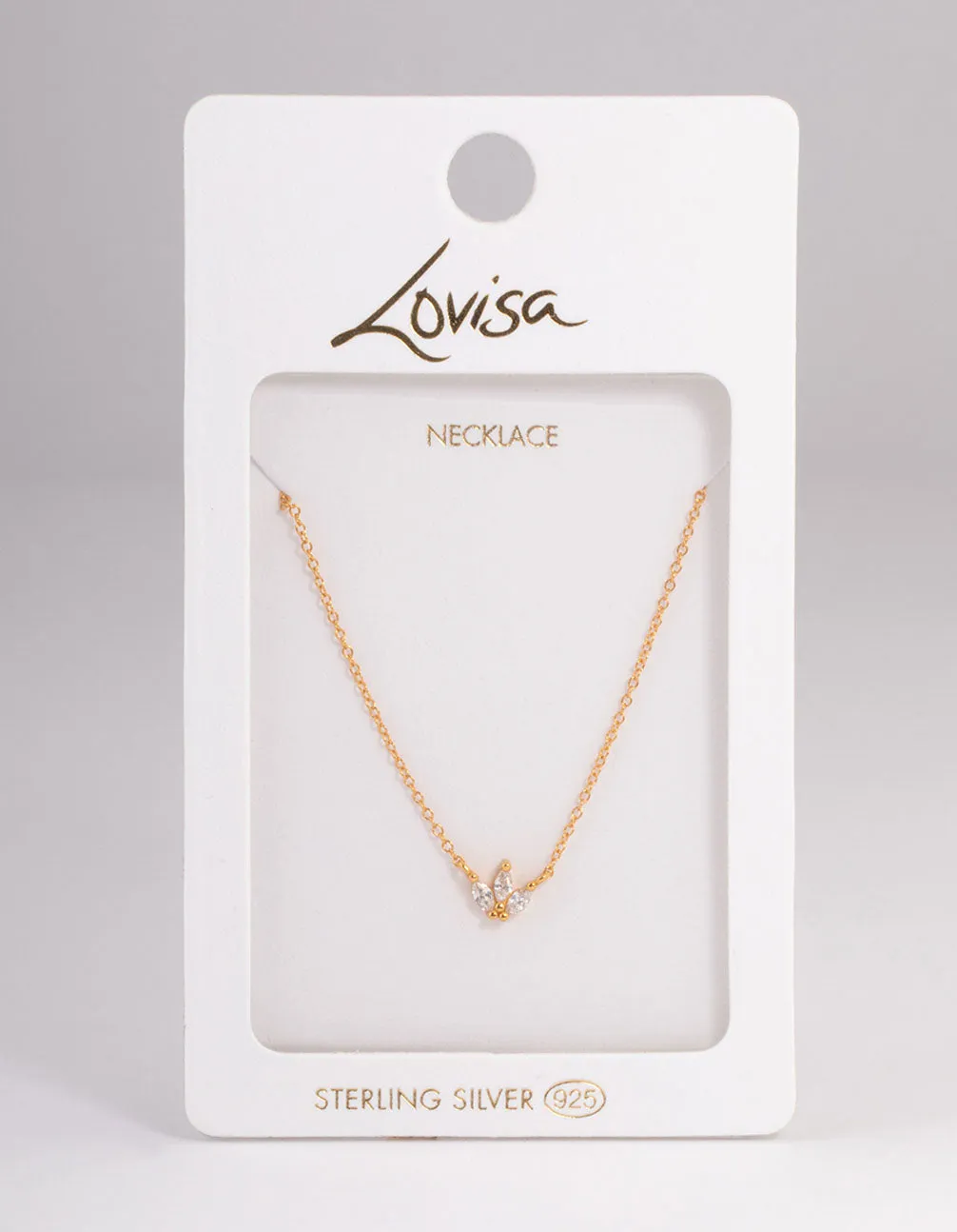 Gold Plated Sterling Silver Cubic Zirconia Marquise Trio Necklace sold by lovisa product image thumbnail 4
