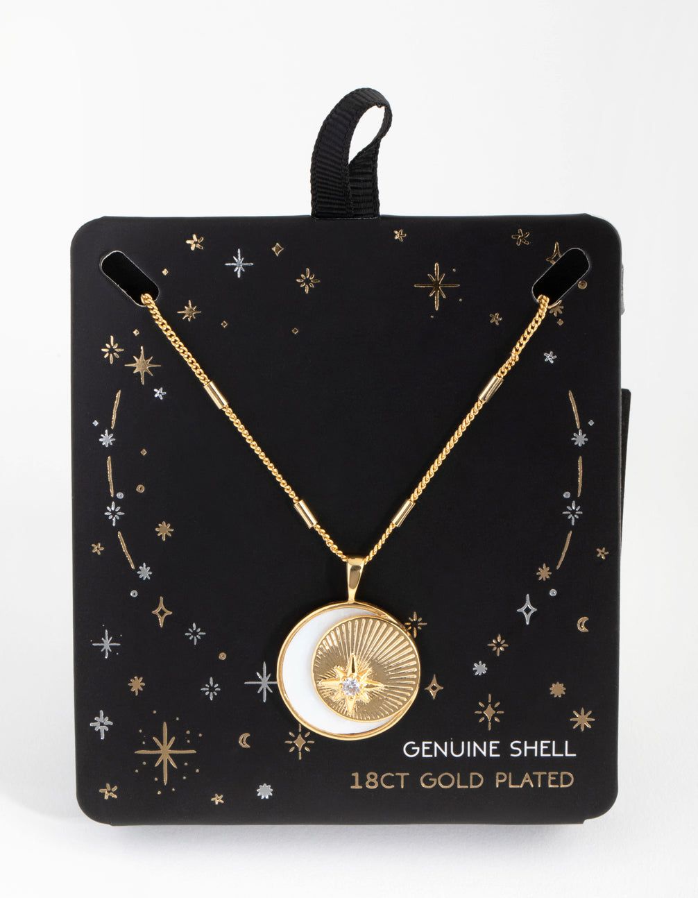 18ct Gold Plated Cubic Zirconia & Shell Moon Necklace sold by lovisa product image thumbnail 3