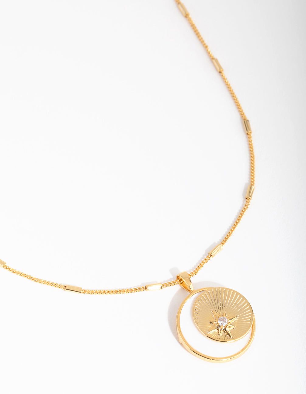 18ct Gold Plated Cubic Zirconia & Shell Moon Necklace sold by lovisa