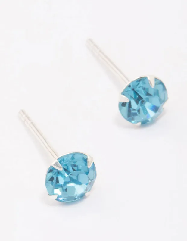 Sterling Silver Blue Czech Crystal Small Stud Earrings sold by lovisa