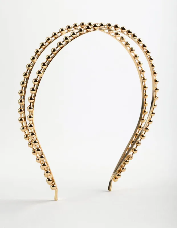 Gold Double Row Mini Ball Alice Band sold by lovisa