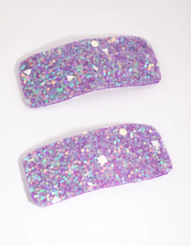 Purple Glitter Statement Pack Snap Clips sold by lovisa
