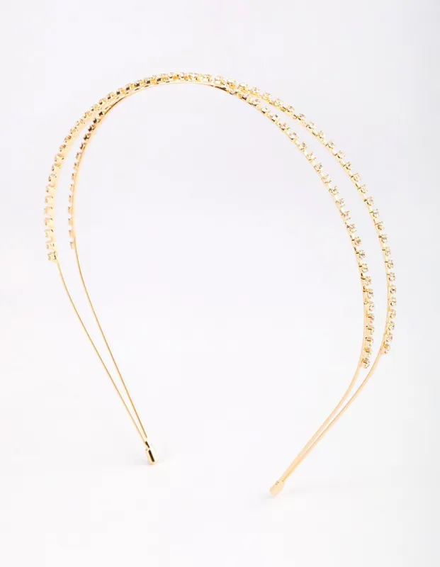 Gold Cross Diamante Headband sold by lovisa