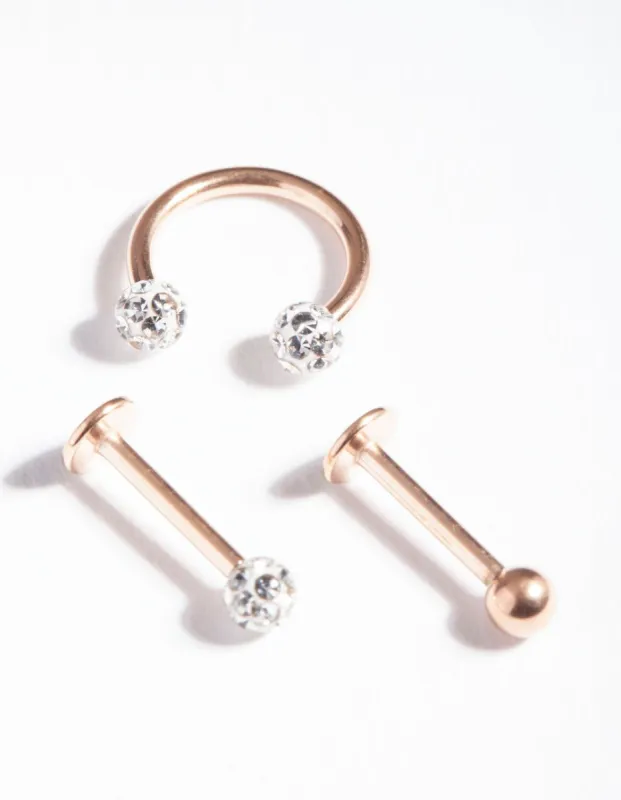 Rose Gold Surgical Steel Disco Flat Back Pack sold by lovisa