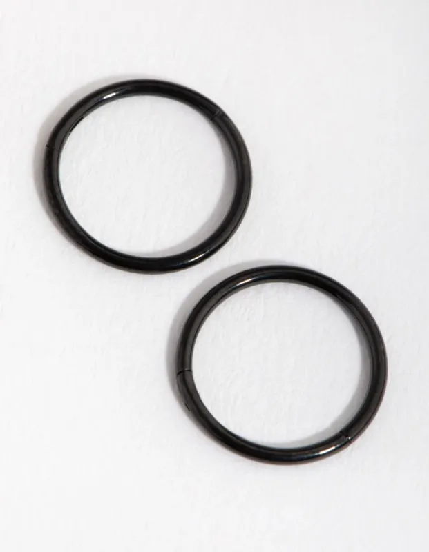 Black Coated Metal Surgical Steel 8mm Sleeper Earrings sold by lovisa