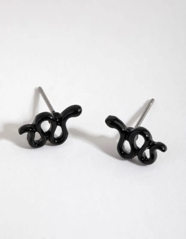 Matte Black Snake Stud Earrings sold by lovisa