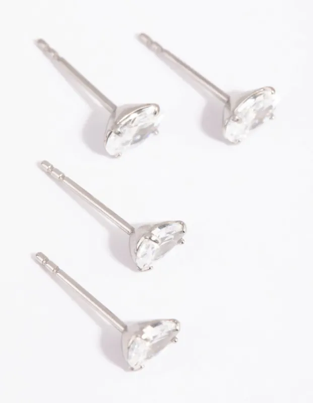 Surgical Steel Cubic Zirconia Pear & Oval Stud Earring Set sold by lovisa