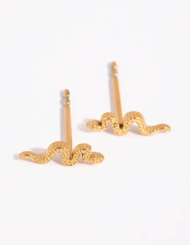 Gold Plated Surgical Steel Snake Stud Earrings sold by lovisa