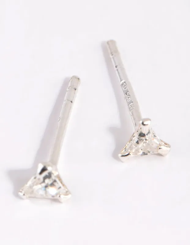 Sterling Silver Cubic Zirconia Triangular Stud Earrings sold by lovisa