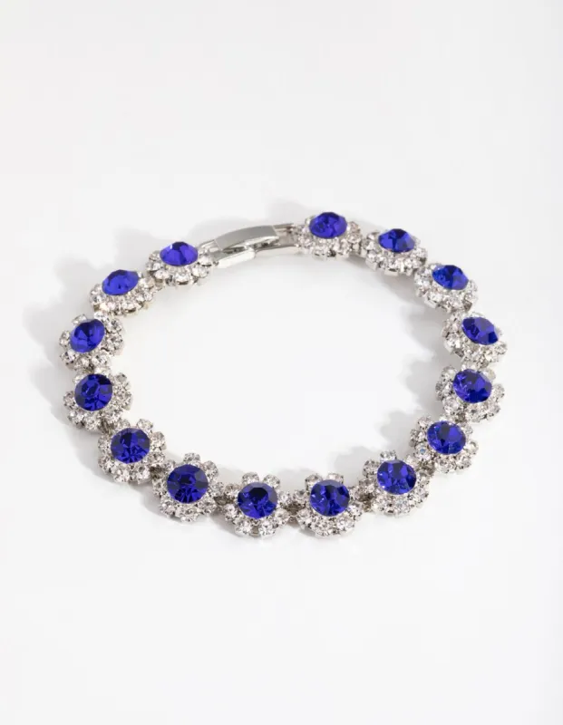 Rhodium Diamante Flower Bracelet sold by lovisa