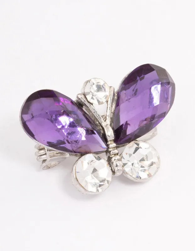 Silver Butterfly Diamante Brooch sold by lovisa