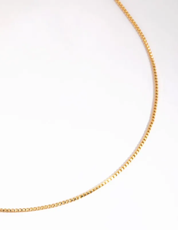 Gold Plated Short Box Chain Necklace sold by lovisa