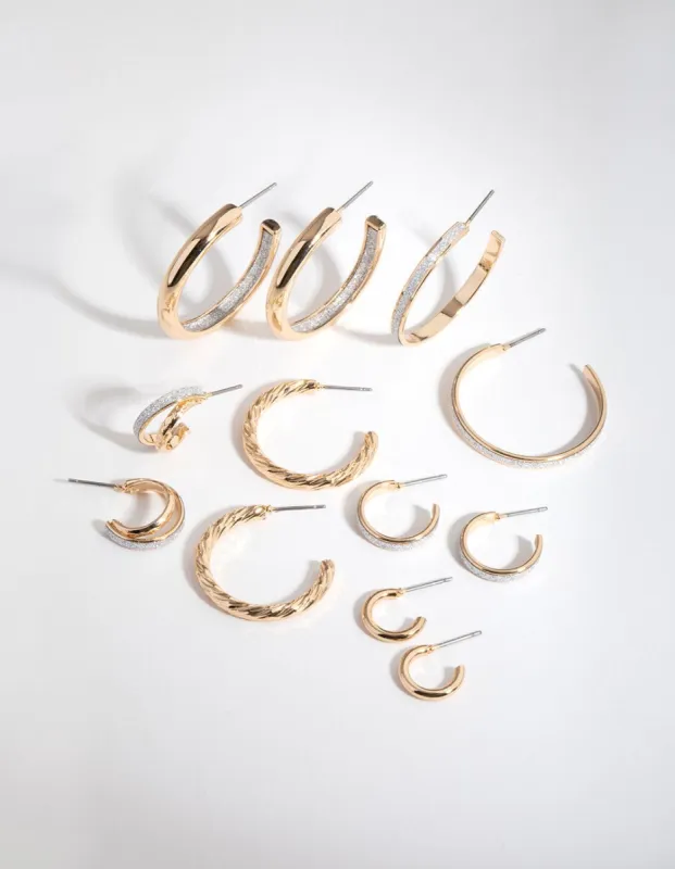 Gold Glitter Paper 6-Pack Earring sold by lovisa