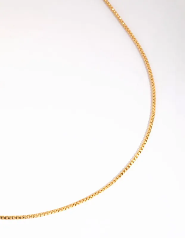 Gold Plated Long Box Chain Necklace sold by lovisa