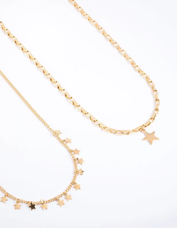 Gold Plated Surgical Steel Star Necklace Set sold by lovisa
