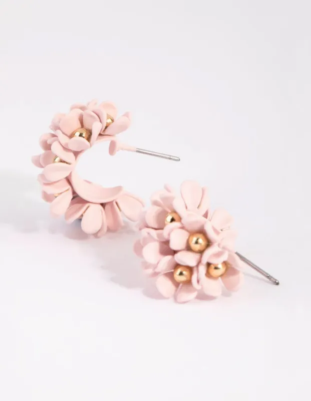 Gold Flower Cluster Hoop Earrings sold by lovisa
