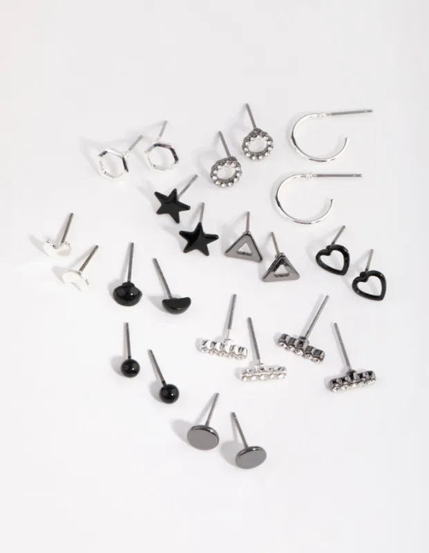 Mixed Metal Geometric Shapes Earring 12-Pack sold by lovisa