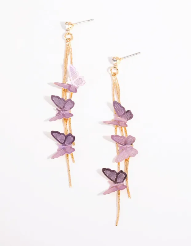 Lilac Butterfly Drop Earrings sold by lovisa