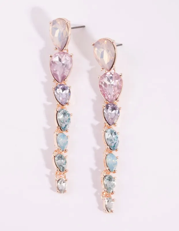 Rose Gold Multicoloured Teardrop Earrings sold by lovisa