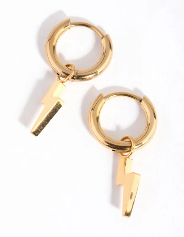 24 Carat Gold Plated Titanium Lightning Huggie Earrings sold by lovisa