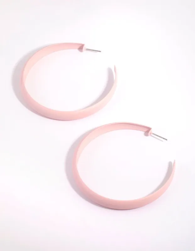 Matte Pink Hoop Earrings sold by lovisa