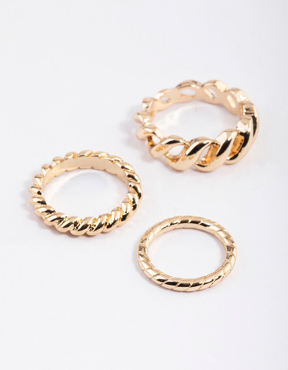 Gold Mixed Twist Ring Pack sold by lovisa