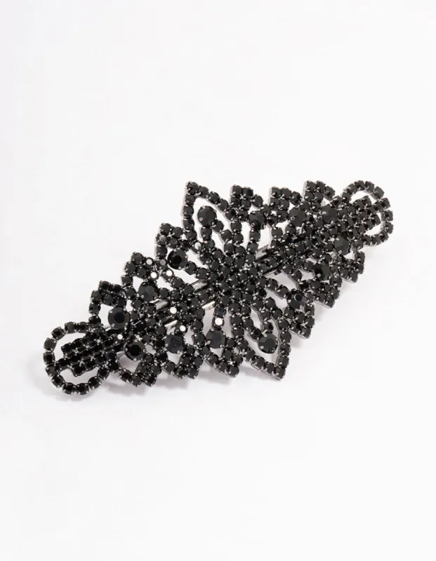 Black Ornate Diamante Hair Clip sold by lovisa