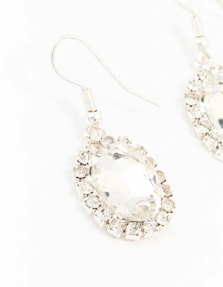 Silver Oval Halo Drop Earrings sold by lovisa product image thumbnail 2