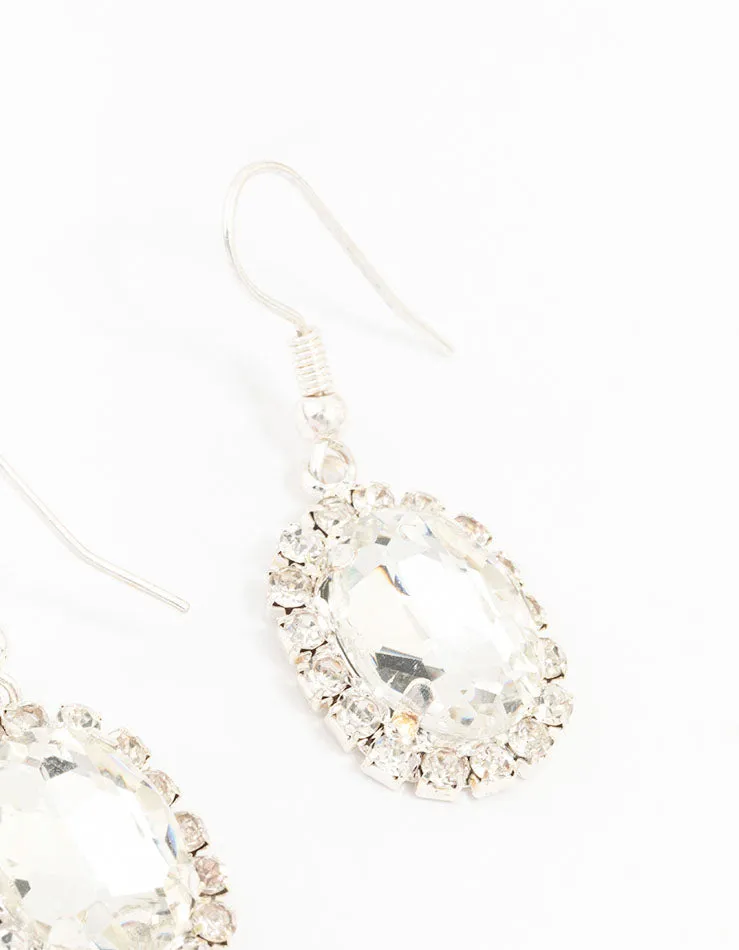 Silver Oval Halo Drop Earrings sold by lovisa product image thumbnail 3