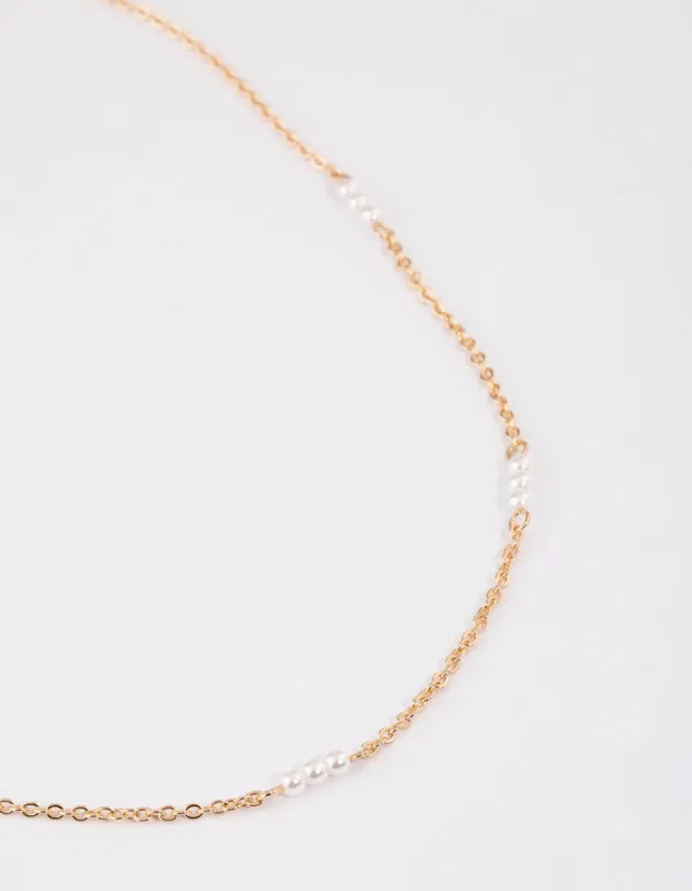 Gold Station Pearl Necklace sold by lovisa