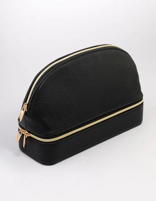 Black Faux Leather Makeup Bag & Jewellery Box sold by lovisa