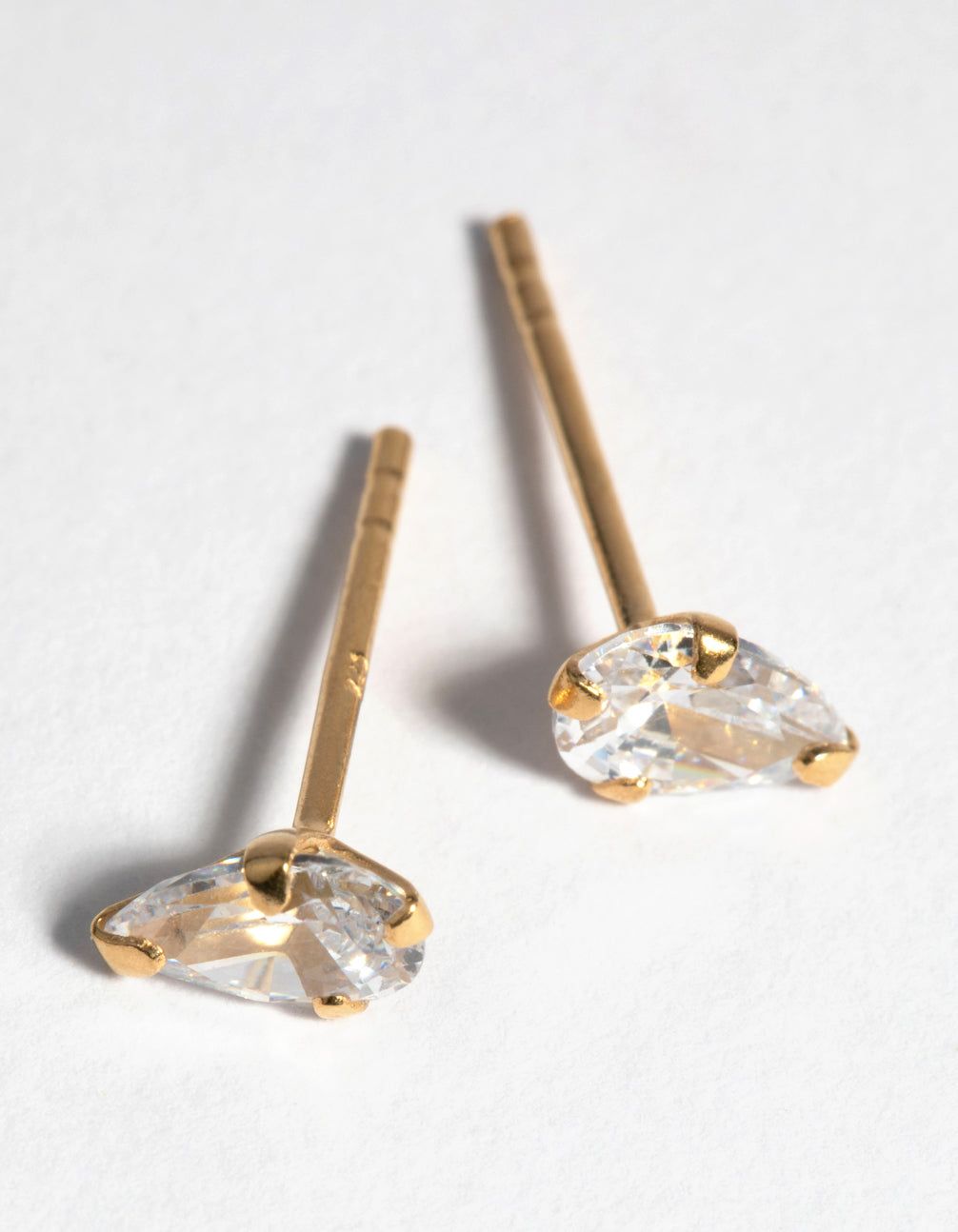 Gold Plated Sterling Silver 4mm Pear Cubic Zirconia Stud Earrings sold by lovisa