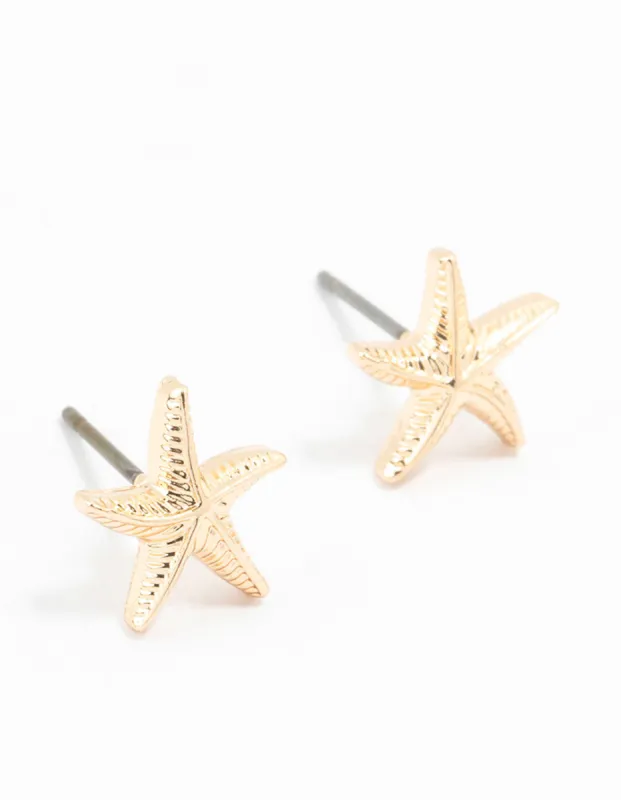 Gold Starfish Stud Earrings sold by lovisa