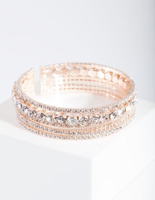 Rose Gold Multi Diamante Arm Cuff sold by lovisa