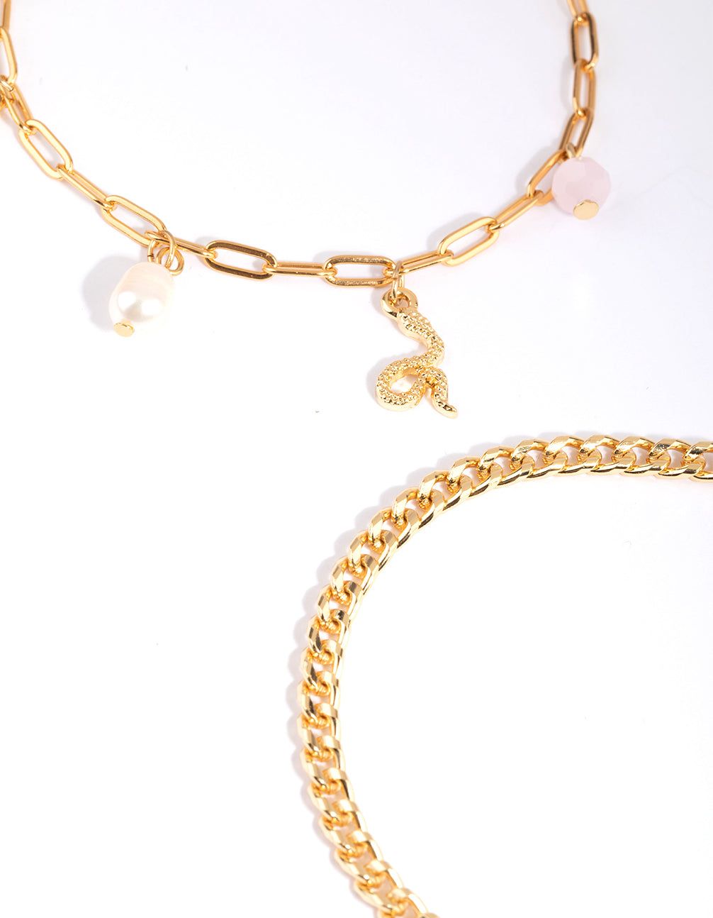 Gold Plated Bracelet Set with Rose Quartz Charms sold by lovisa product image thumbnail 3