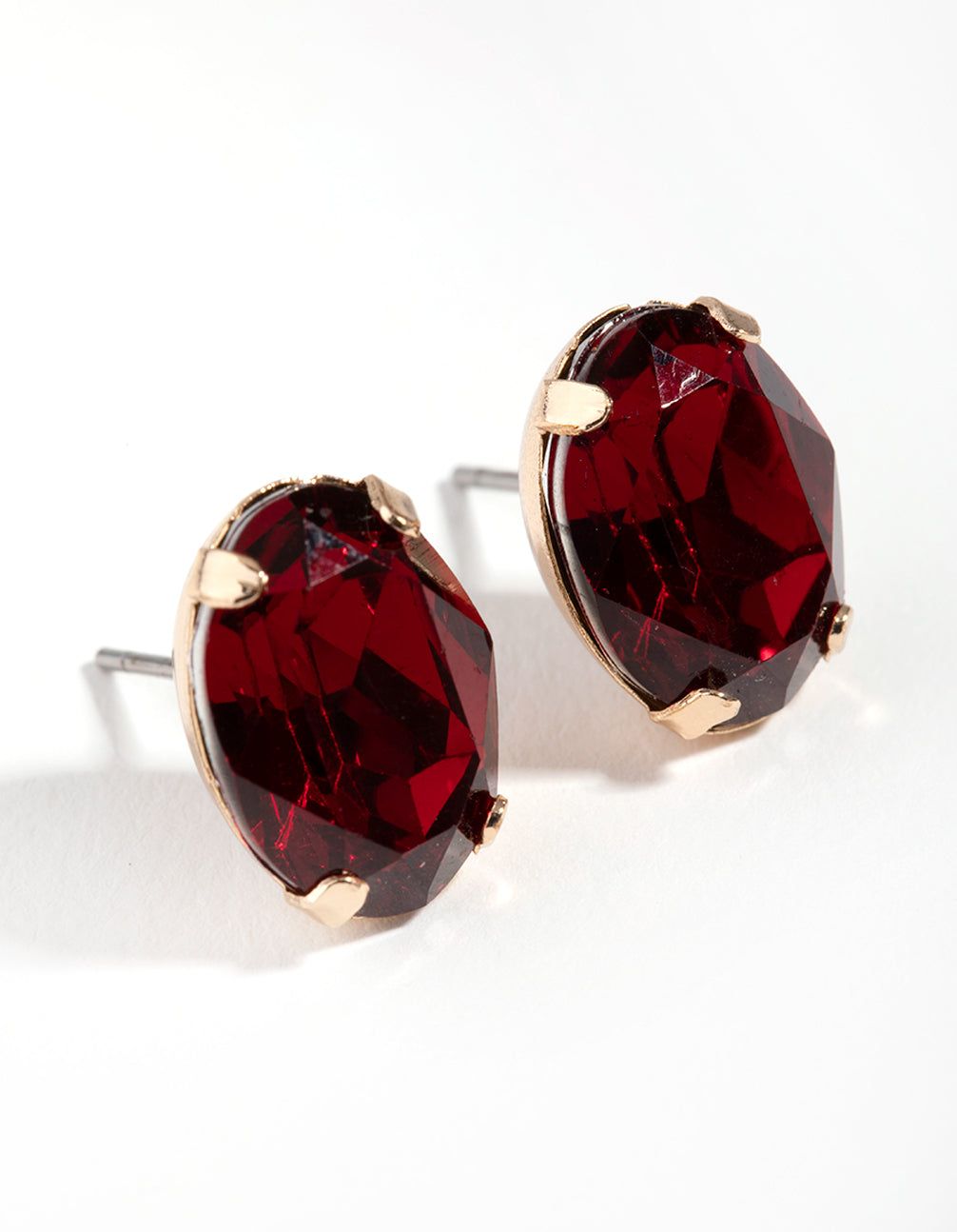 Red Oval Stone Stud Earrings sold by lovisa