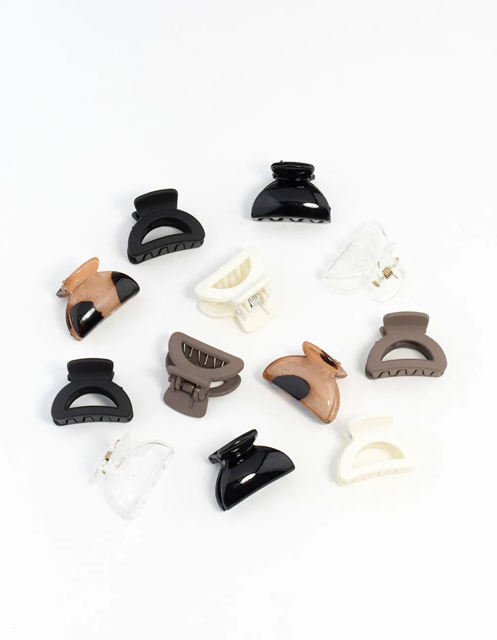 Mini Black & Neutral Hair Clips 6-Pack sold by lovisa