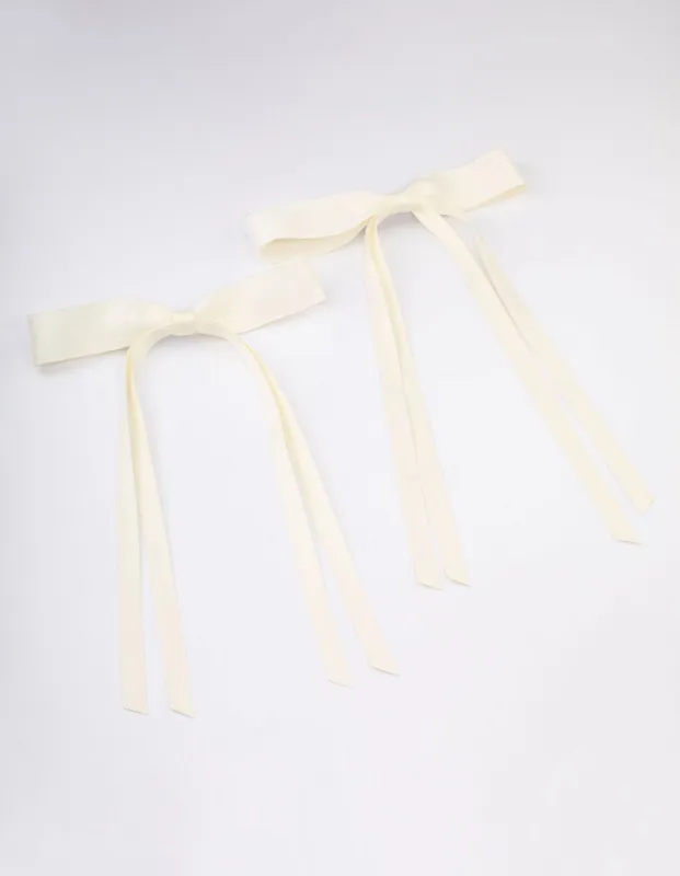 Cream Fabric Wide Skinny Hair Bow Pack sold by lovisa