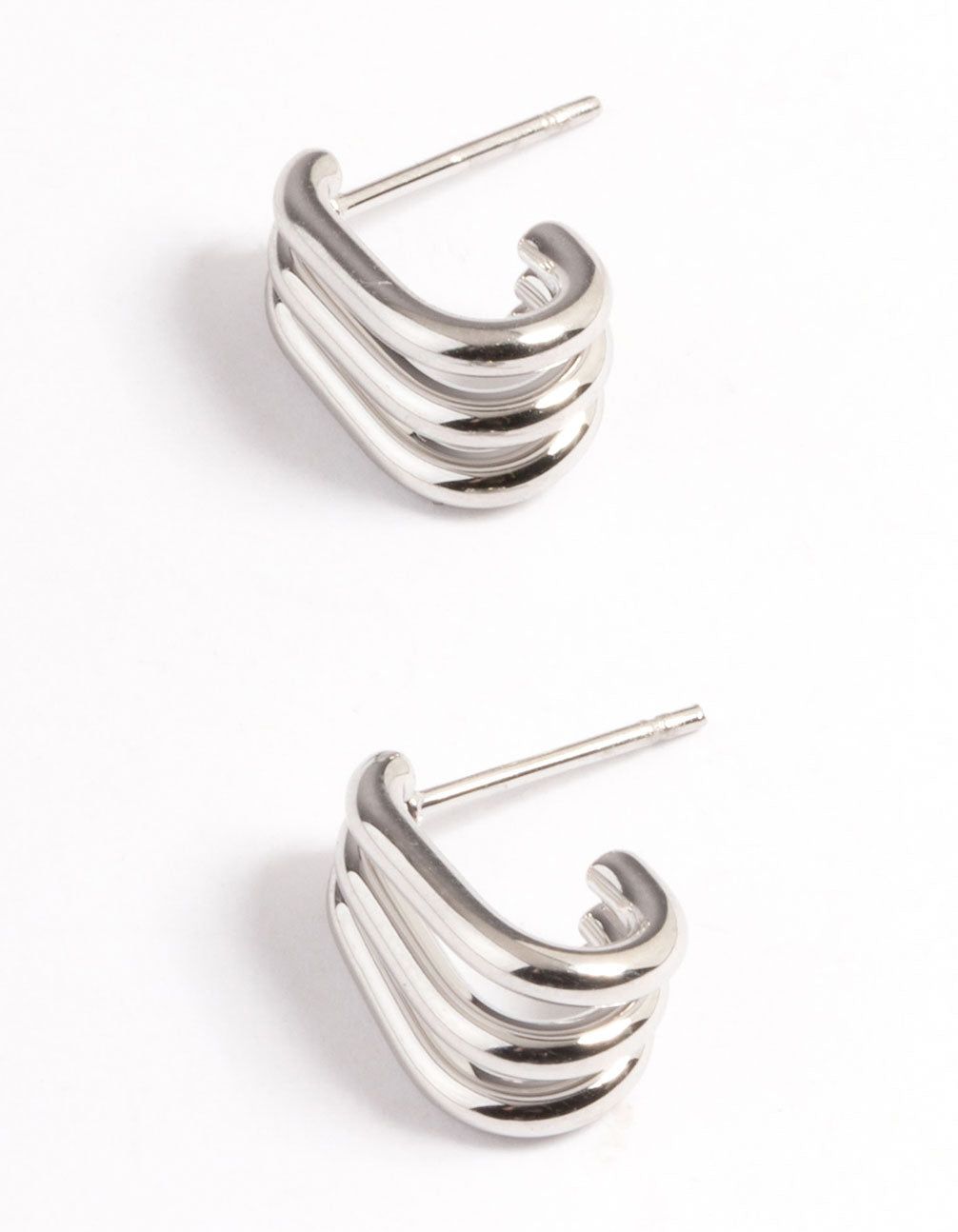 Rhodium Surgical Steel Triple Illusion Hoop Earrings sold by lovisa product image thumbnail 2