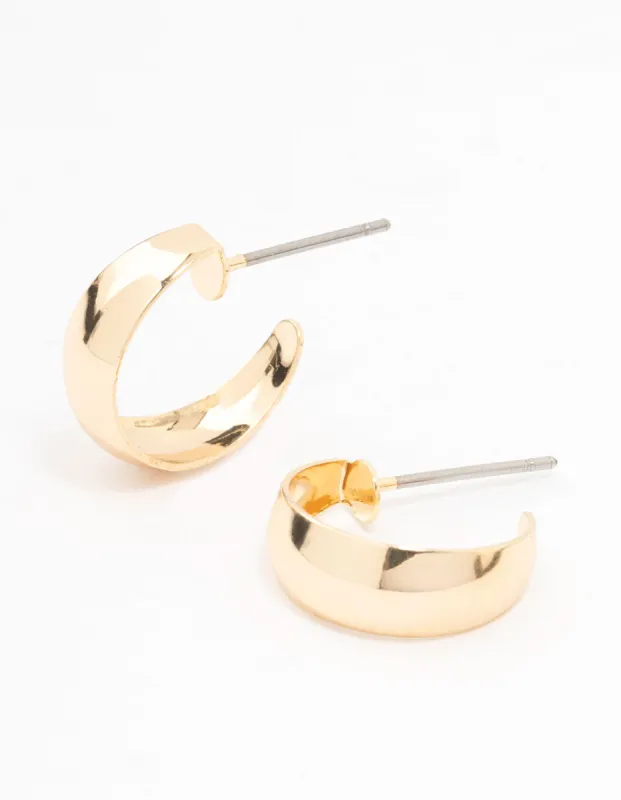 Gold Curved Huggie Earrings sold by lovisa