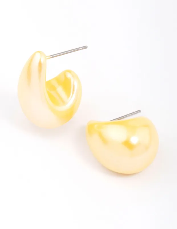 Yellow Iridescent Teardrop Huggie Earrings sold by lovisa