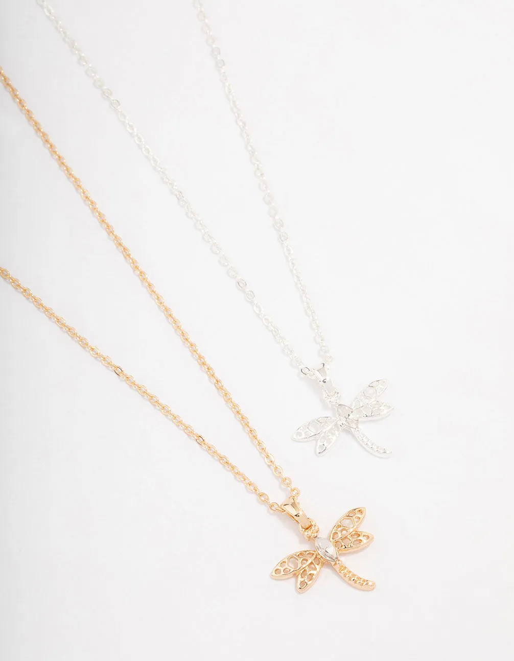 Gold & Silver Dragonfly Necklace 2-Pack sold by lovisa