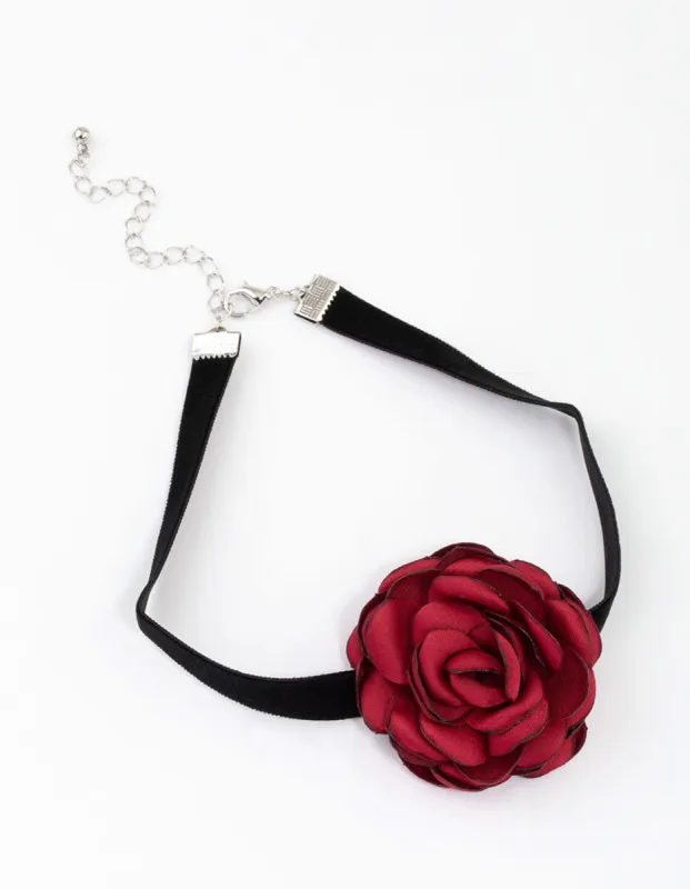 Red Mini Flower Corsage Choker sold by lovisa