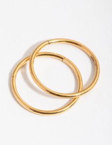 24 Carat Gold Plated Surgical Steel Fine 10mm Sleeper Earrings sold by lovisa