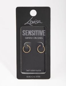 24 Carat Gold Plated Surgical Steel Fine 10mm Sleeper Earrings sold by lovisa