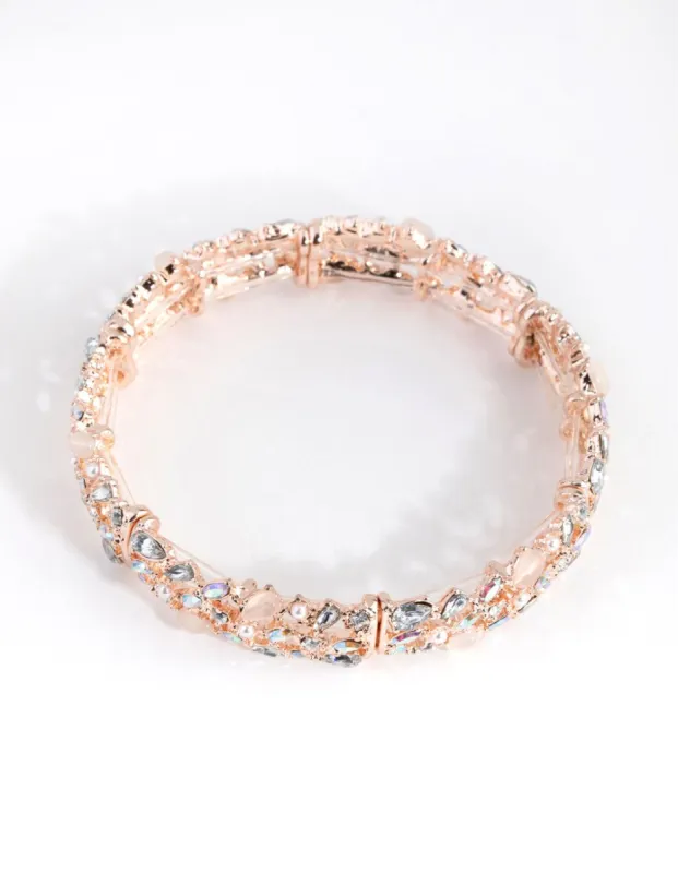 Rose Gold Cats Eye Stone Stretch Bracelet sold by lovisa