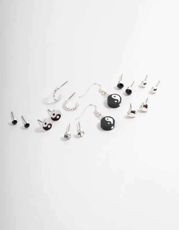 Silver Fimo Yin & Yang Earrings 8-Pack sold by lovisa