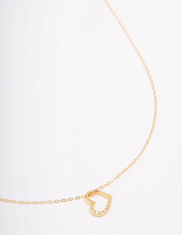 Gold Plated Sterling Silver Open Cubic Zirconia Heart Pendant Necklace sold by lovisa